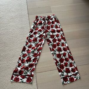 Alice + Olivia Red and White Casual Bottoms with Floral Print